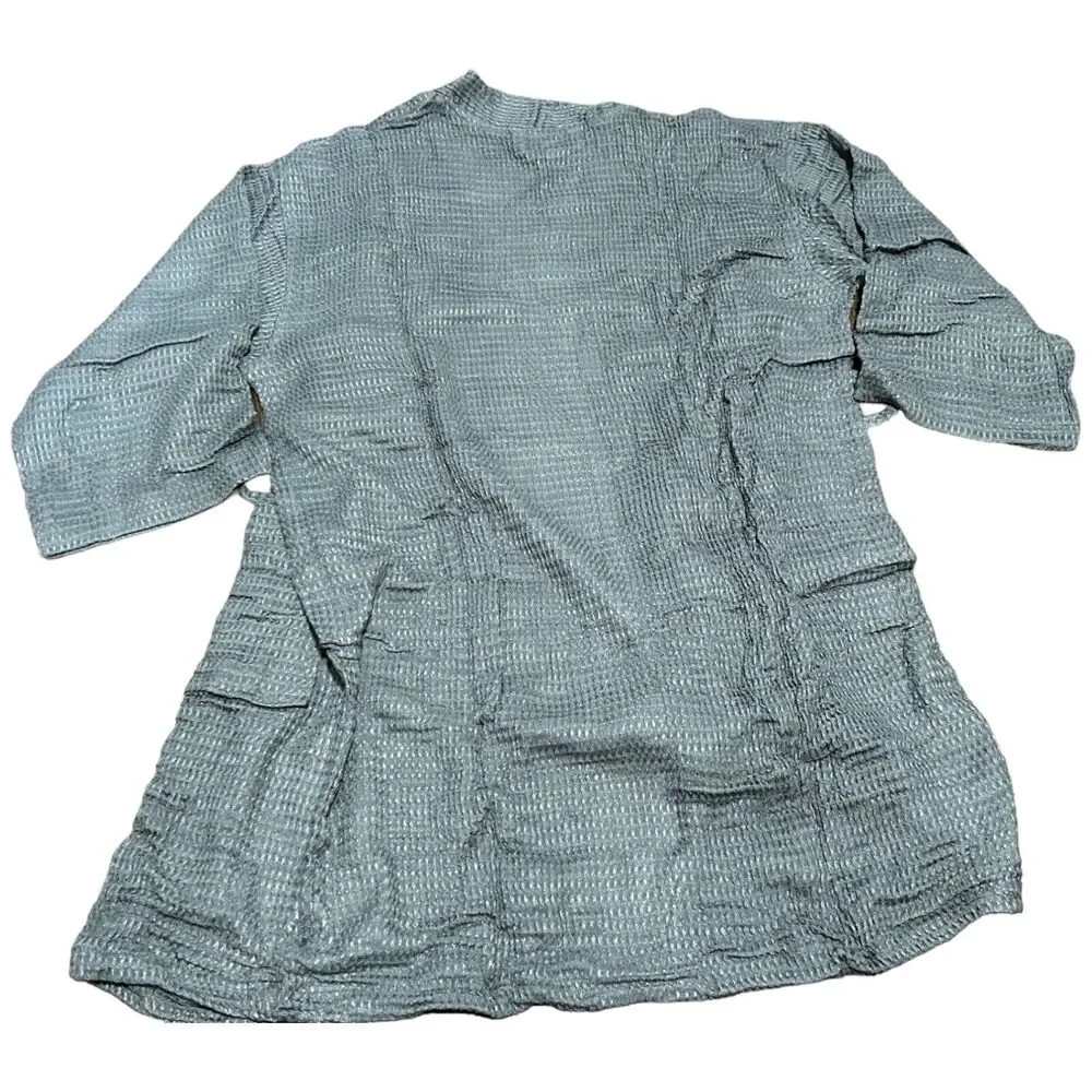 Ettitude Waffle Bathrobe Women S Gray Weave Bamboo Lyocell Long Sleeve Tie Front